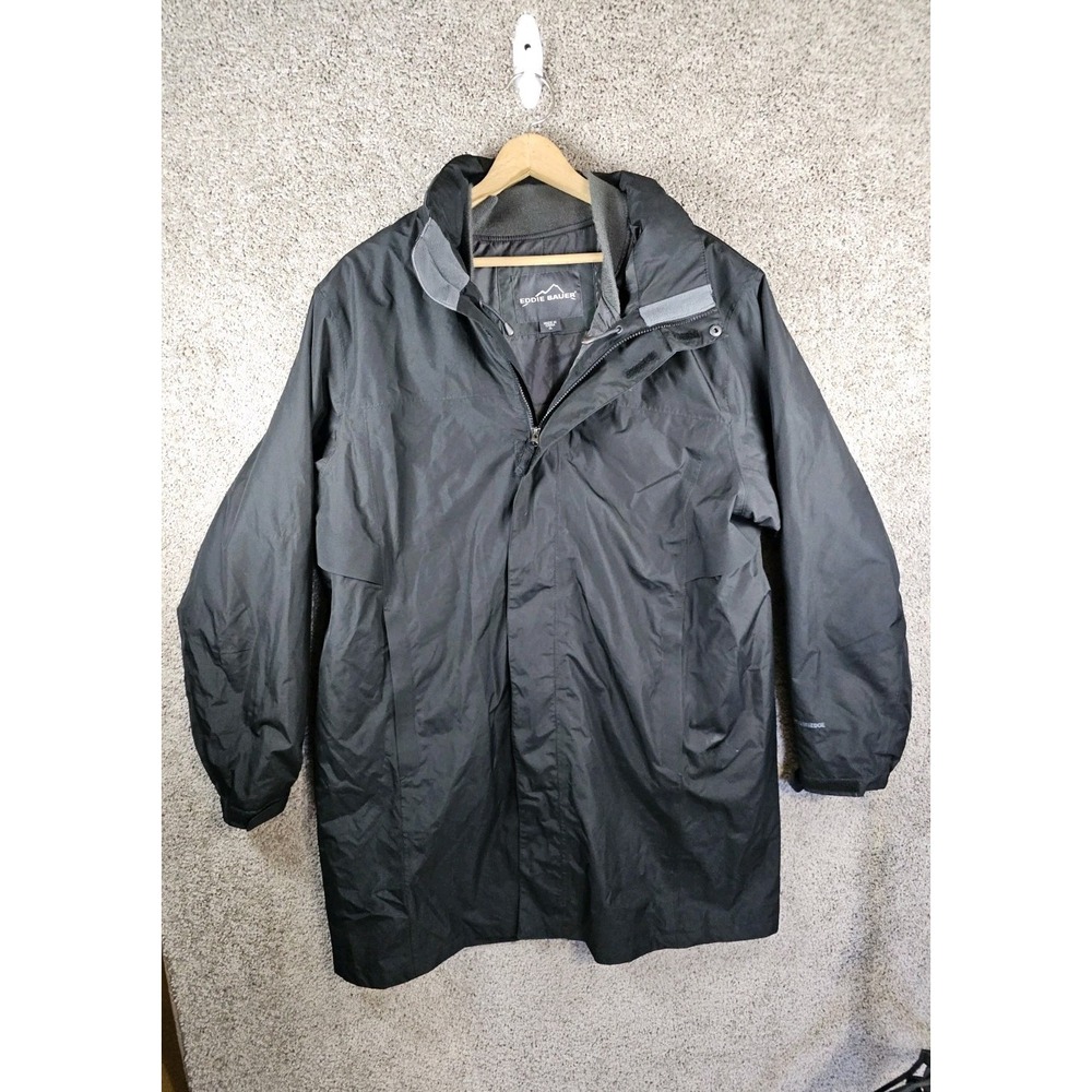 Eddie Bauer‎ Jacket Mens Black Insulated Weatheredge Mens XL Zip Removable Liner
